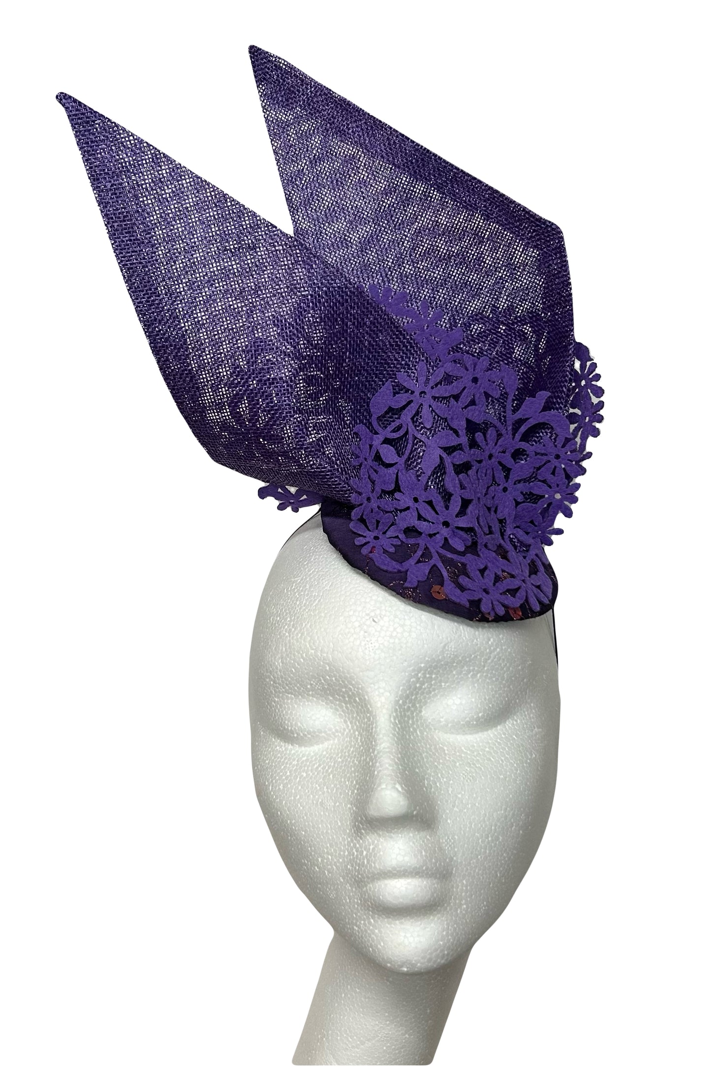 Purple Bow headpiece to hire PP13