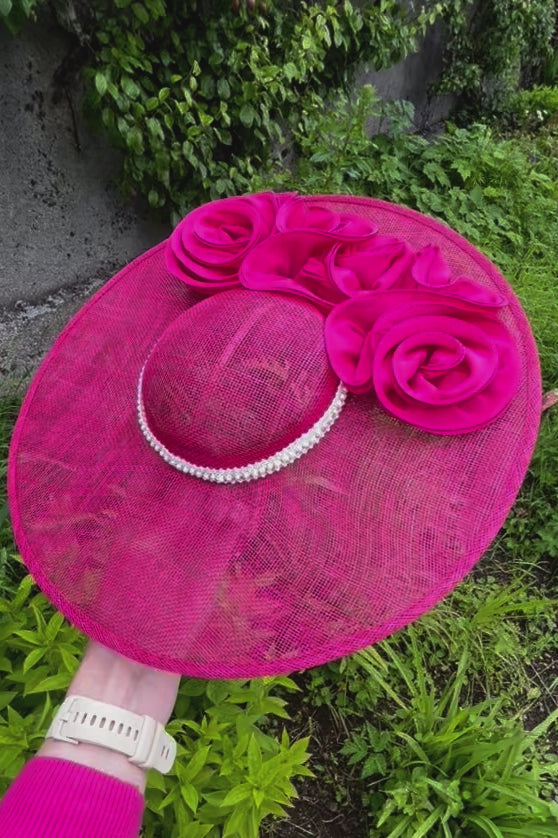 Florence - fushia pink headpiece to hire