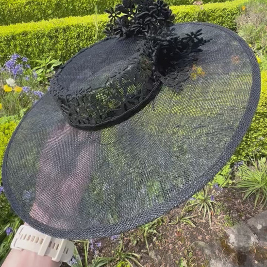 Black boater hat