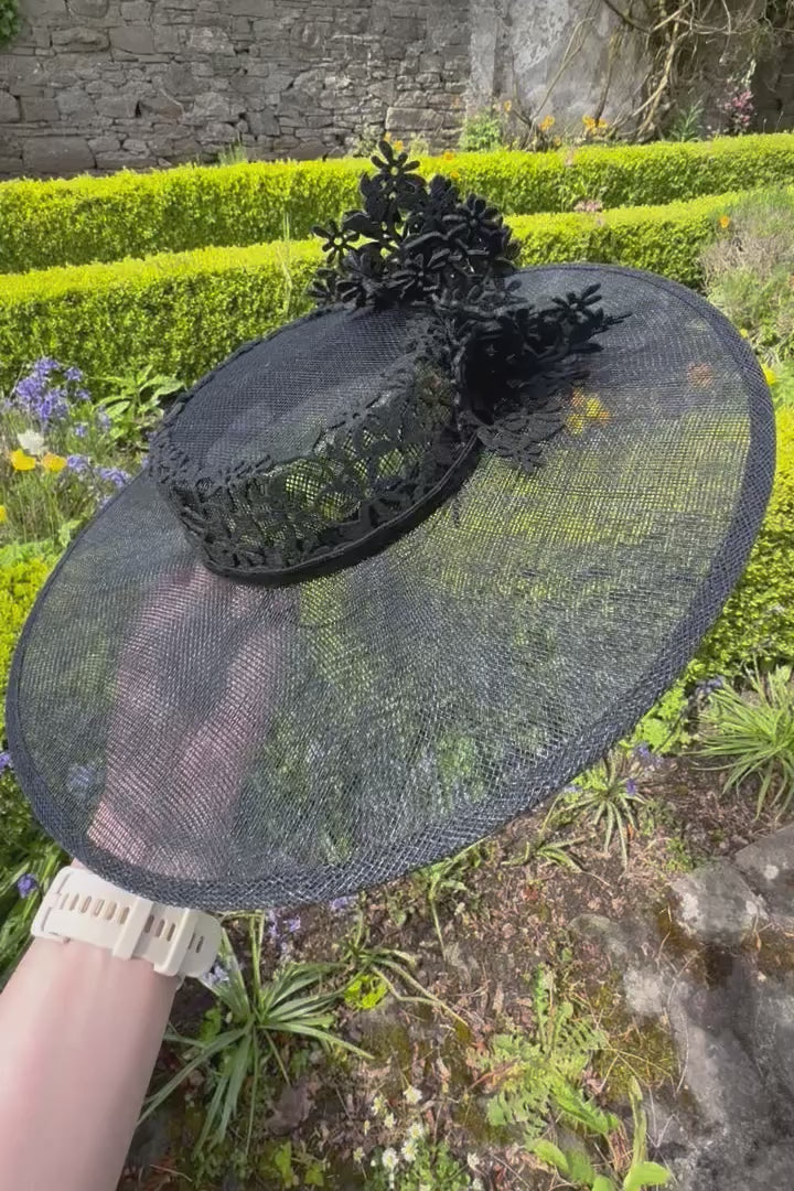 Black boater hat