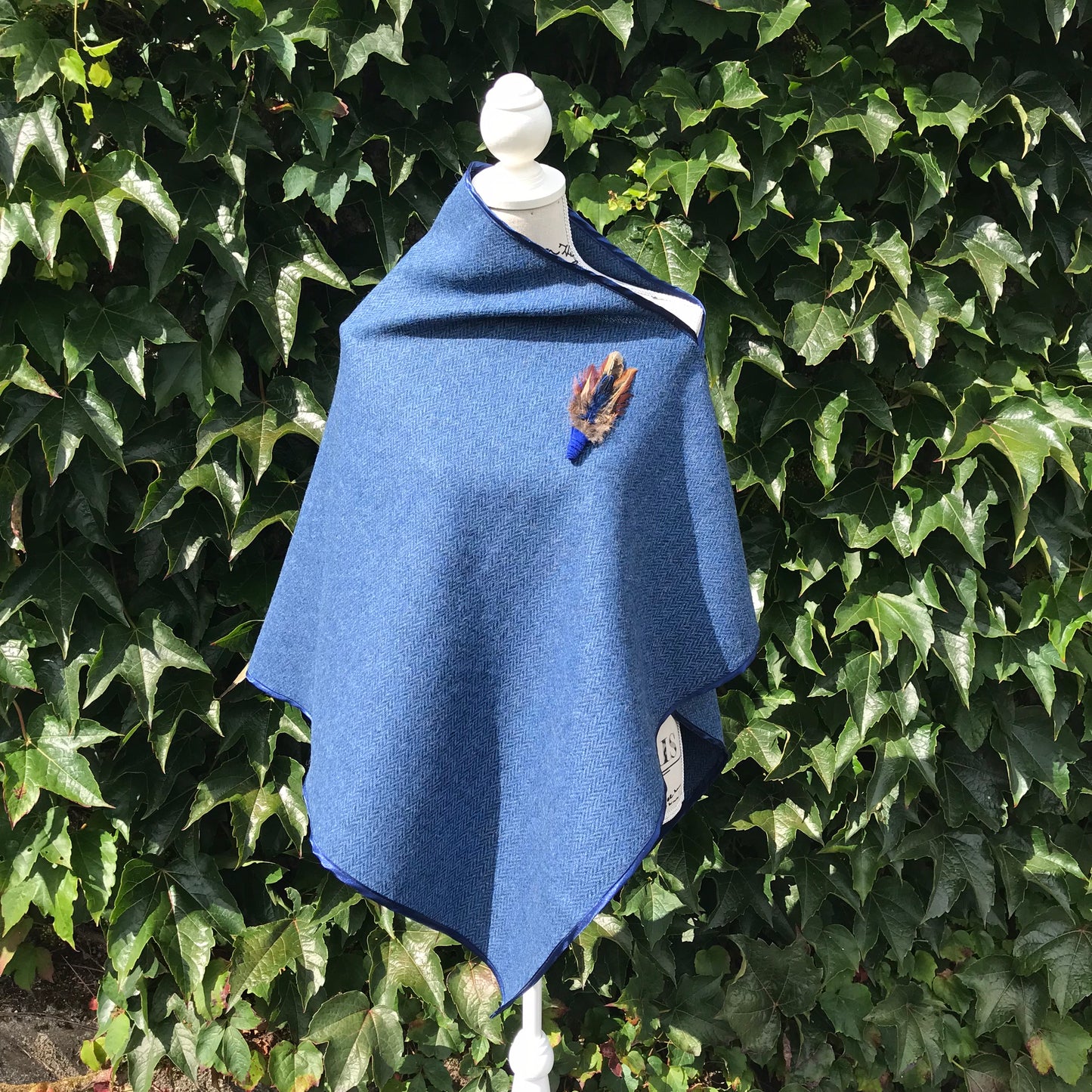 Blue tweed cape