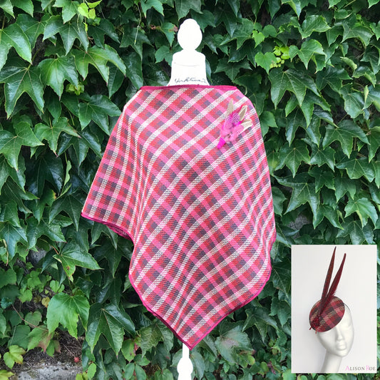 Tweed Cape & Headpiece Set - Wine