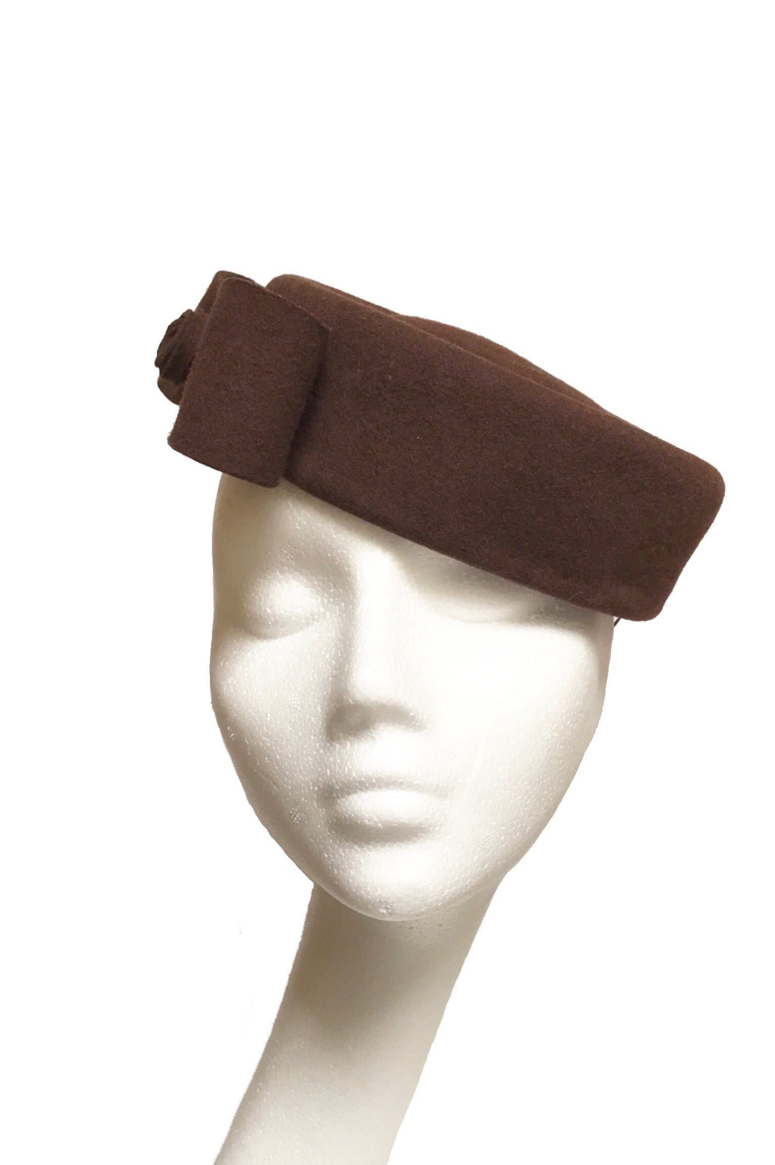 Brown felt pillbox to hire