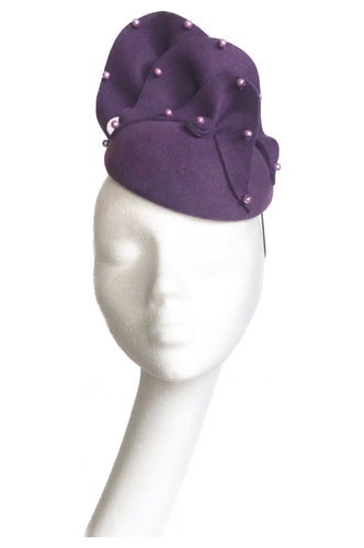 Purple wool headpiece to hire