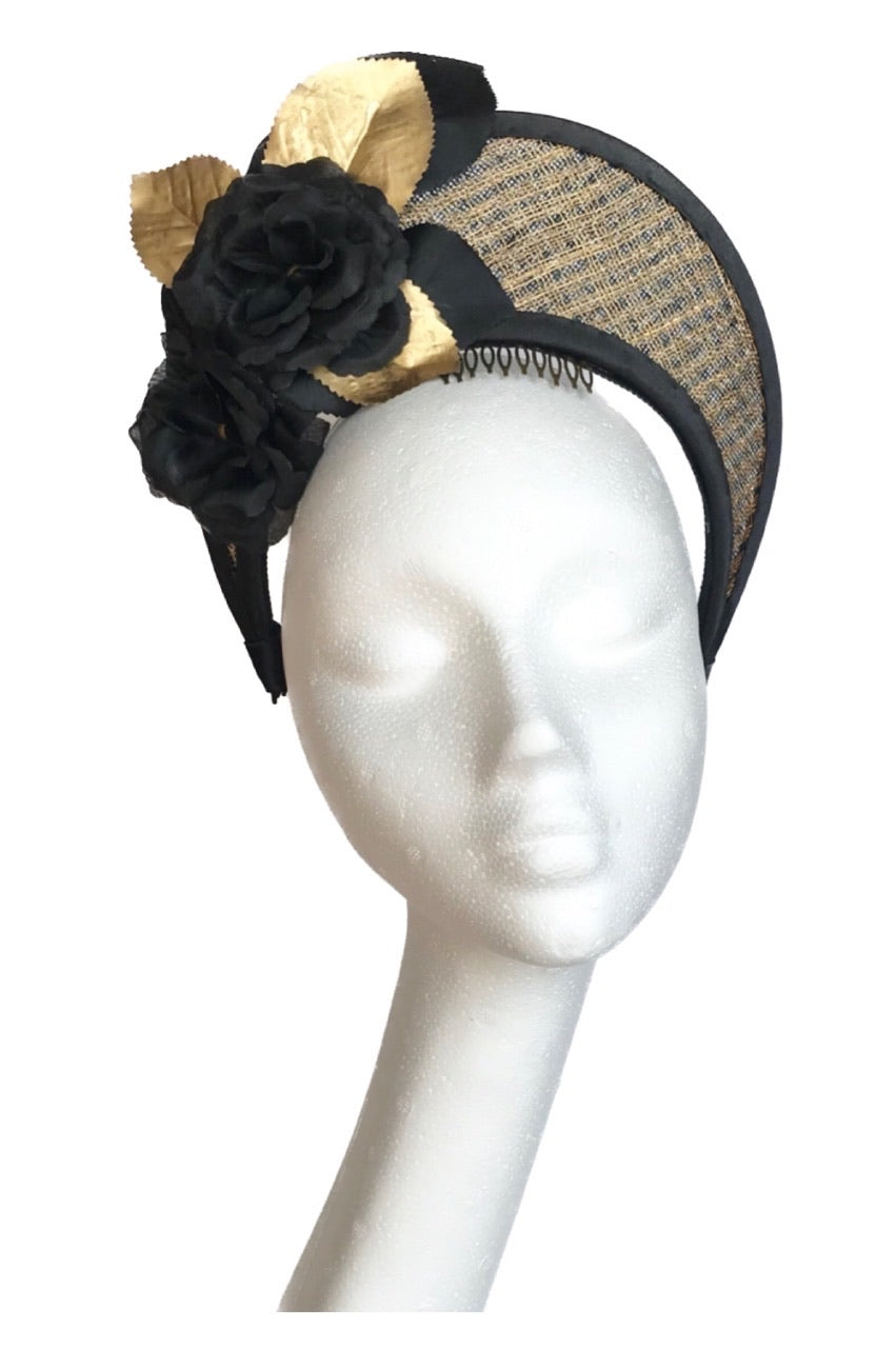 black and gold wedding hat to hire