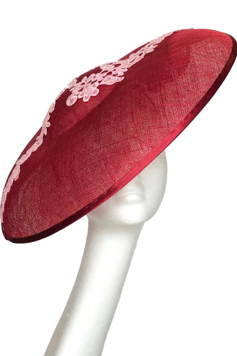 Red large brimmed hat mother of the bride