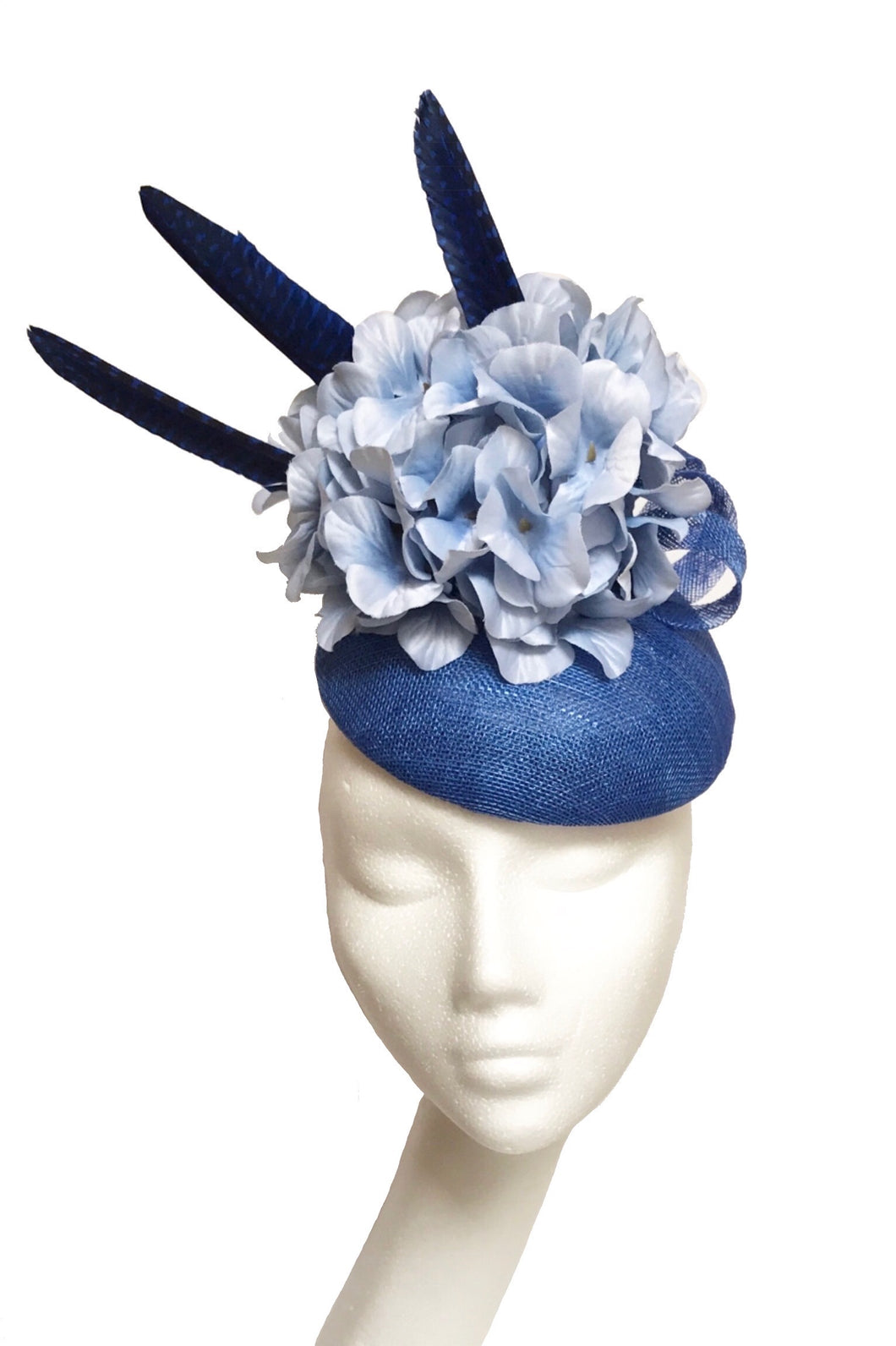 blue wedding hat to hire
