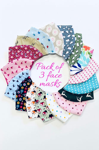 Adult Fabric Face Masks - Pack of Three (Assorted)
