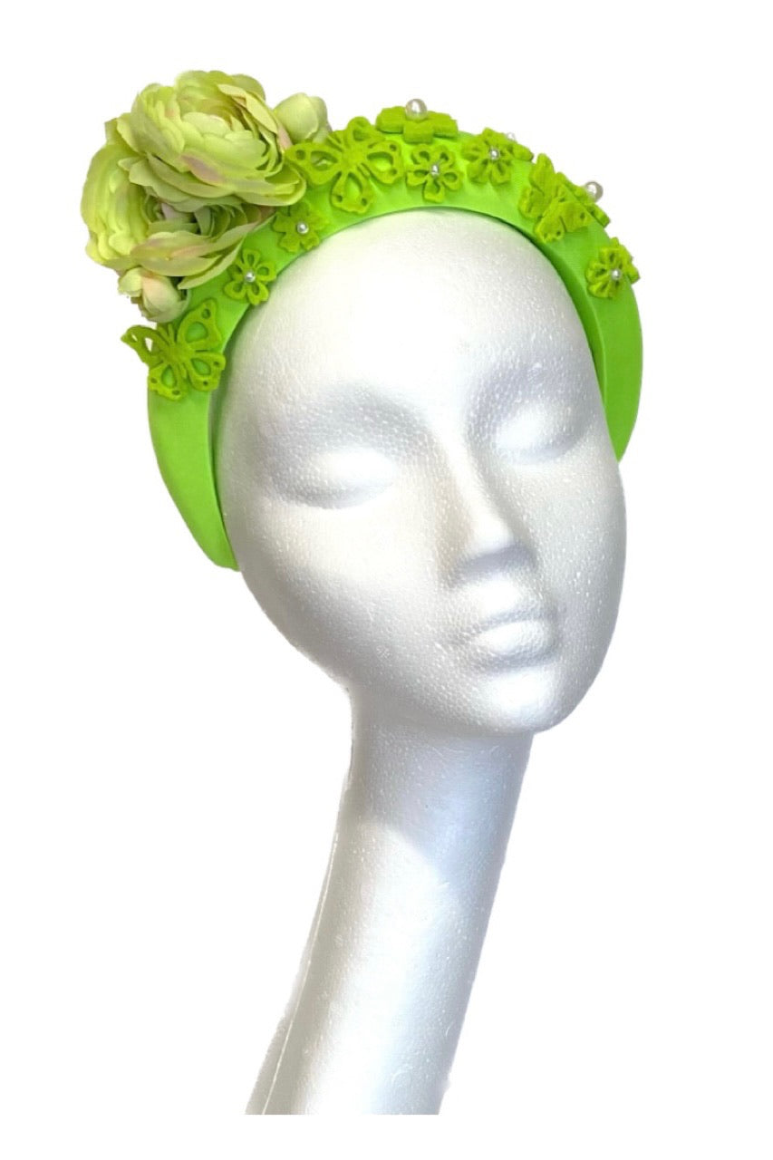 Lara lime green headband - Alison Roe Designer – Alison Roe Millinery