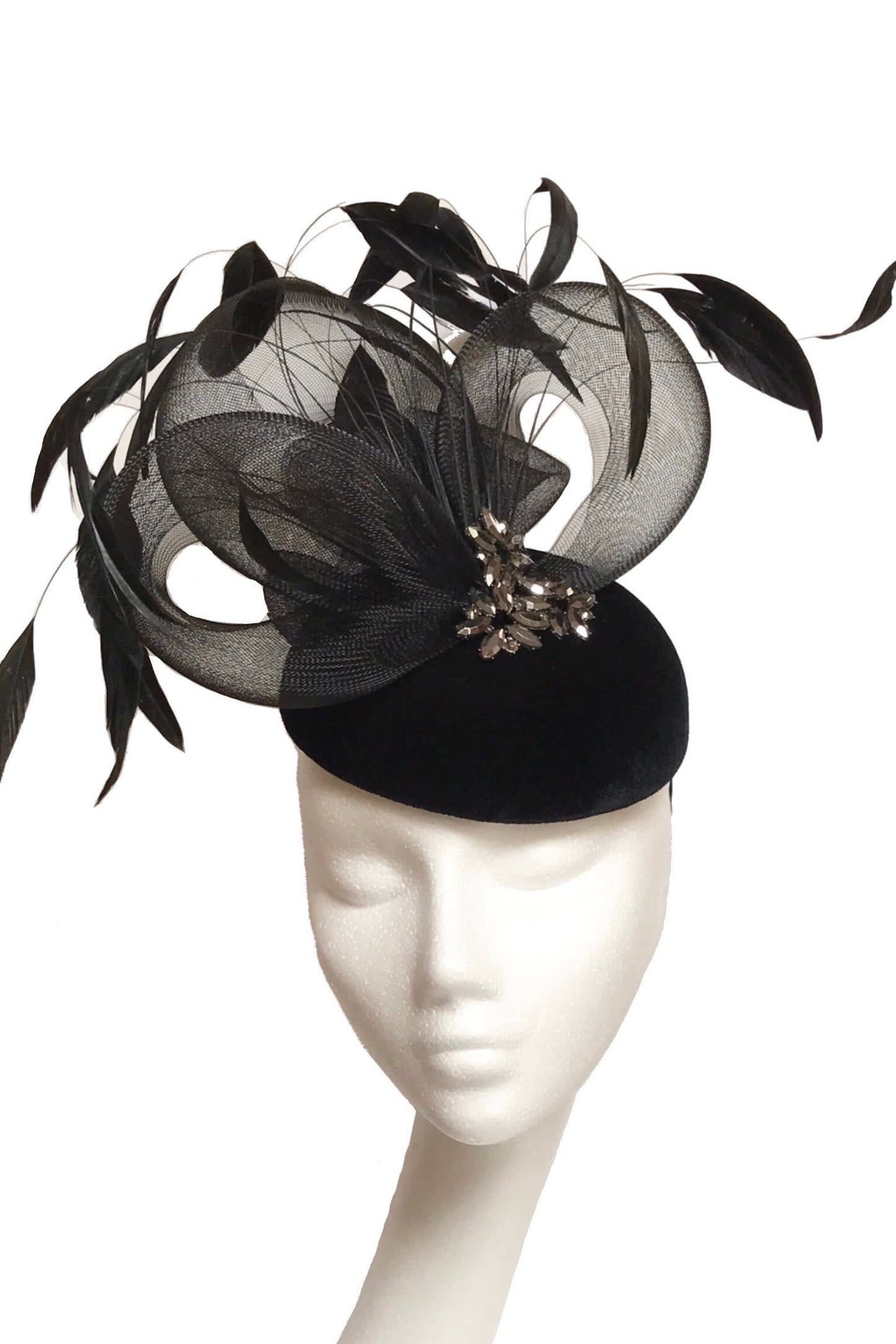 black feather wedding hat to hire