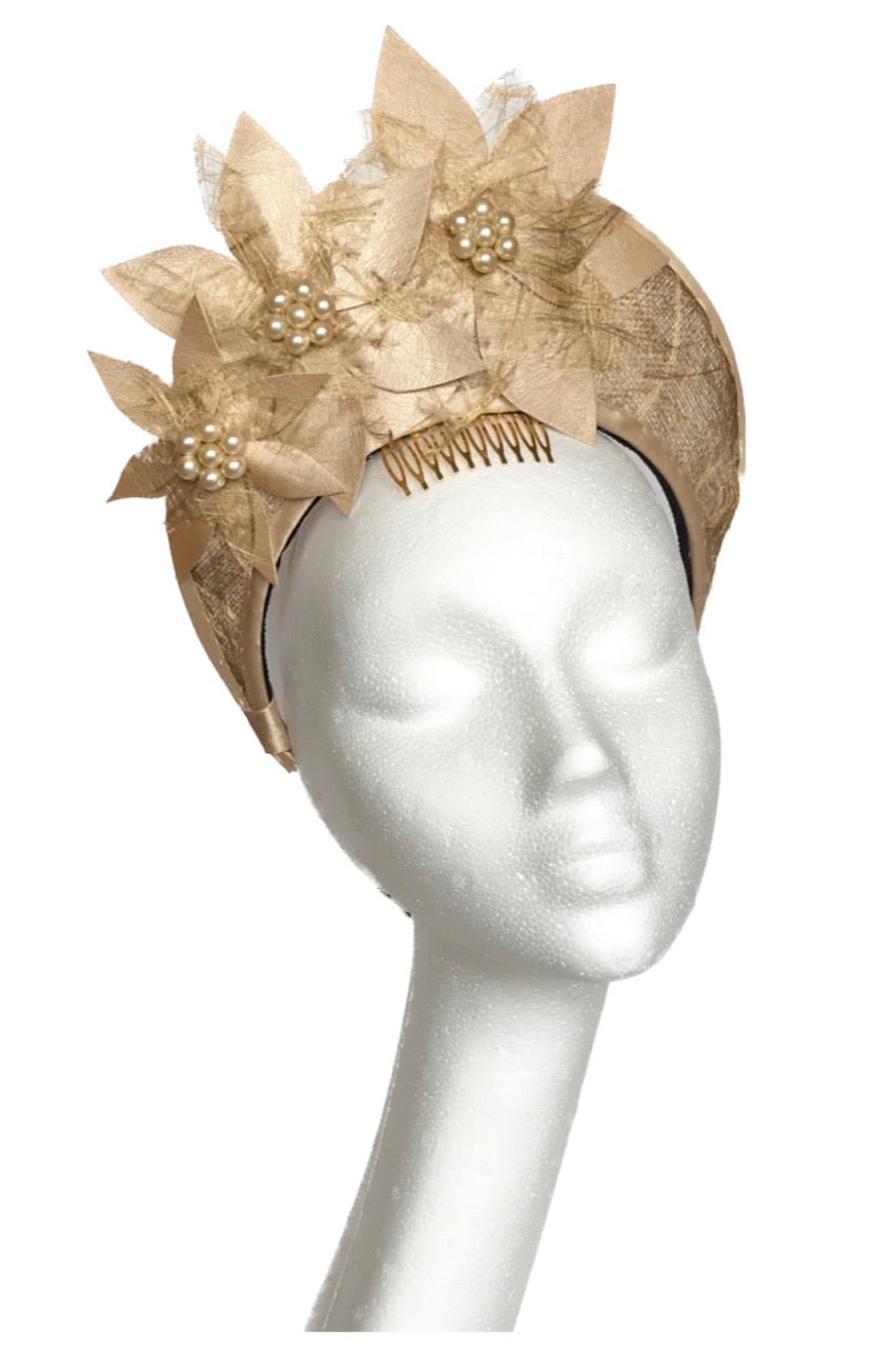 Gold wedding hat to hire