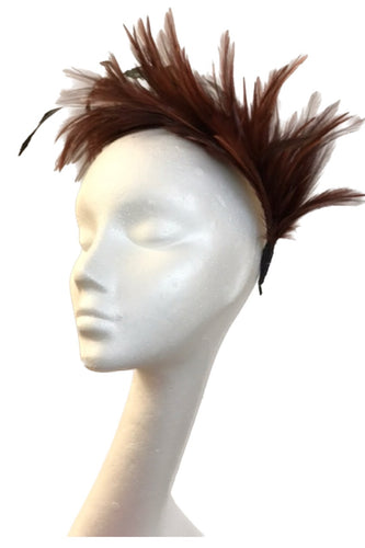 brown fascinator to hire
