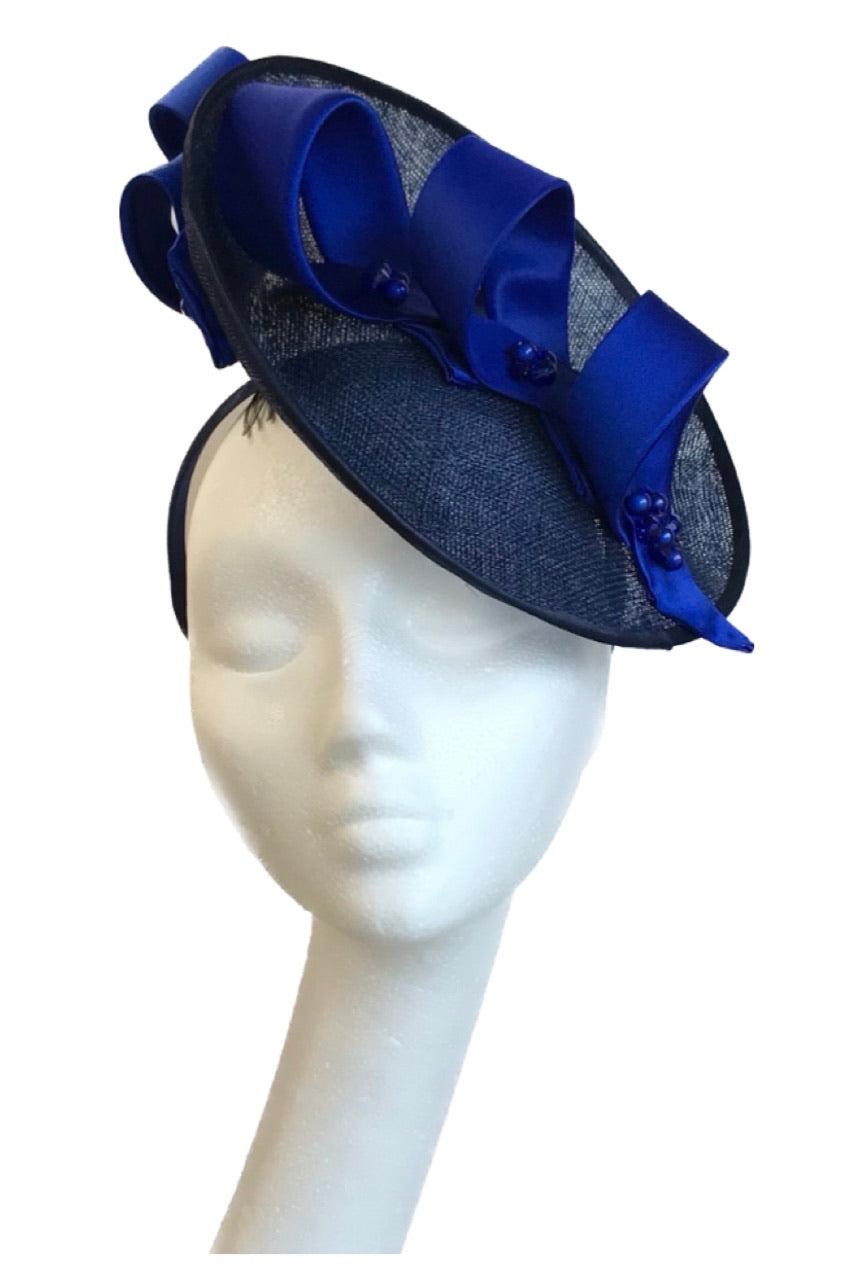 Navy & royal blue fascinator to hire