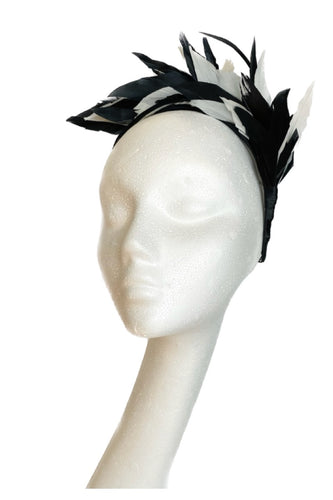 black and white feather wedding fascinator