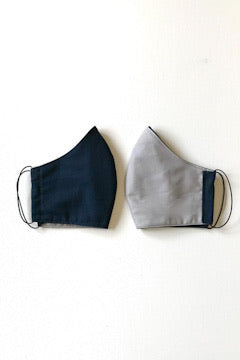 Adult Reversible 3 Layer Fabric Face Mask - Navy/Grey