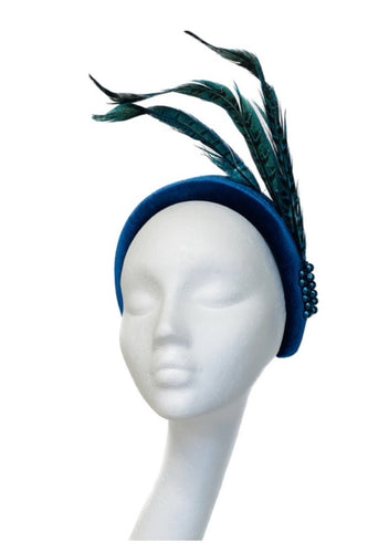 Teal blue headband fascinator for hire