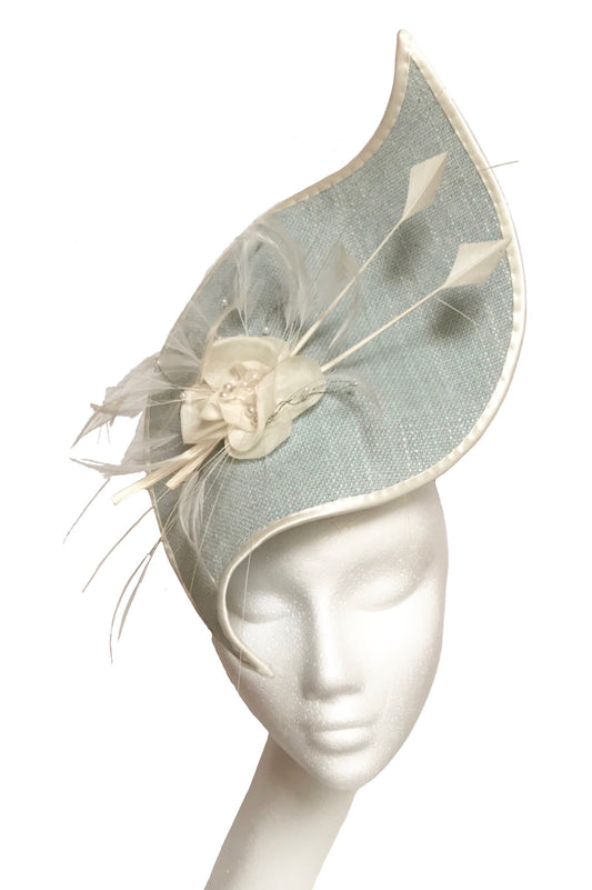 Duck egg blue headpiece to hire