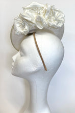 Ivory Headpiece embellished with fabric roses and lace for Hire (W13)