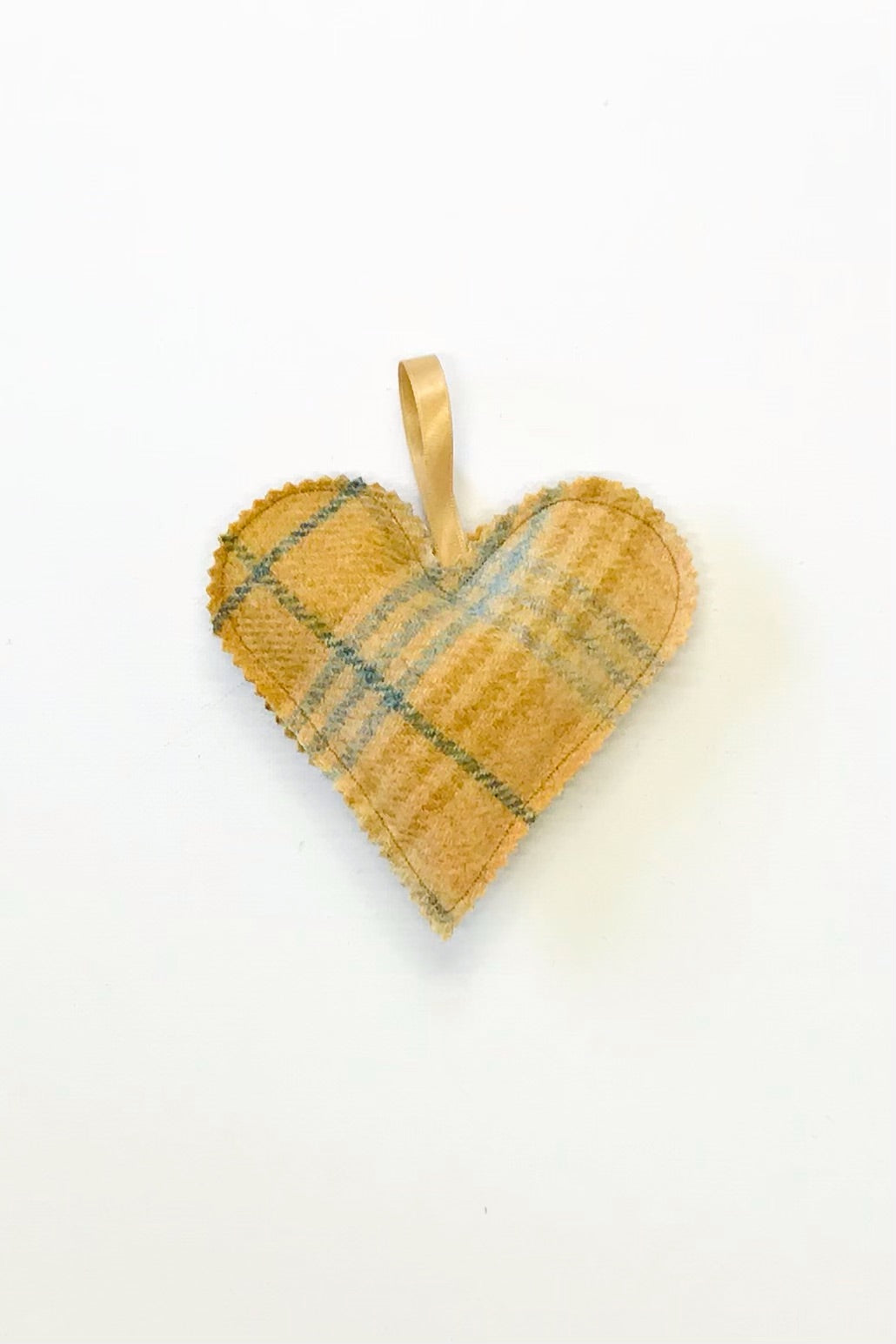 Mustard tweed heart accessory