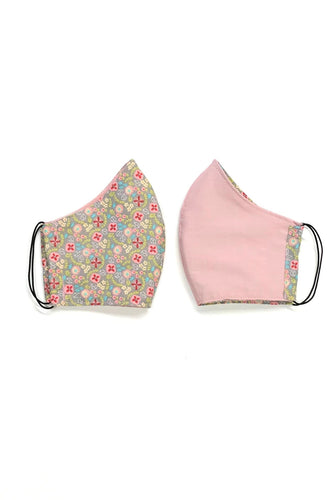 Adult Reversible 3 Layer Fabric Face Mask - Floral