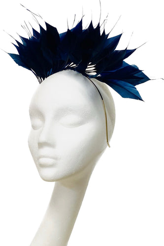 Navy blue feather fascinator
