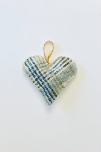 Pale blue tweed heart accessory