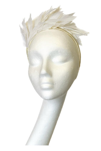 Ivory Feather Crown Headpiece for Hire (W14)