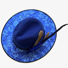 Royal Blue Fedora with Blue Feather Hat Pin for Hire (BN27)