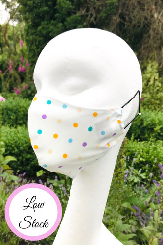 Adult Fabric Face Mask - Cream Polka Dot