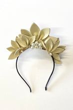 Gold Faux Leather Headpiece Crown for Hire (G1)