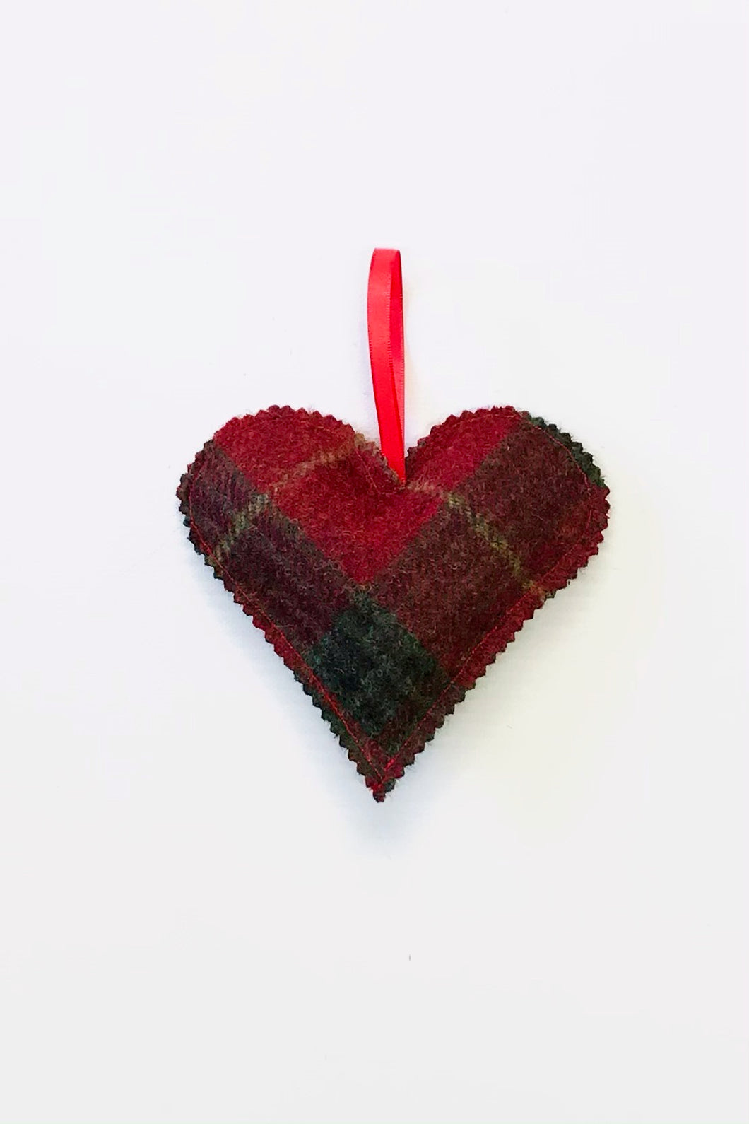 Tweed Heart - Red & Green Check