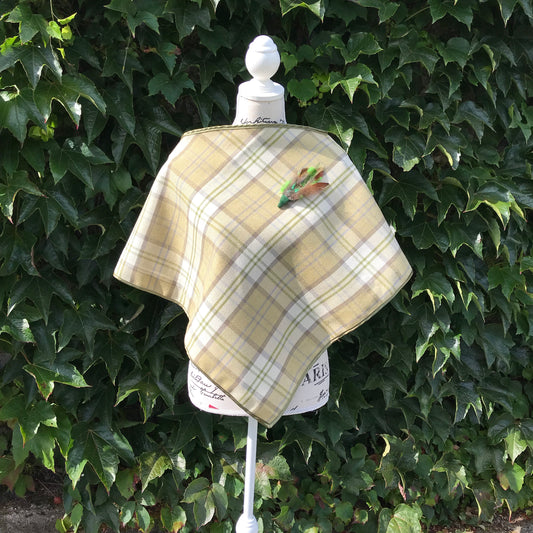 Tweed Check Cape - Green