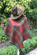 Tweed Check Cape - Red